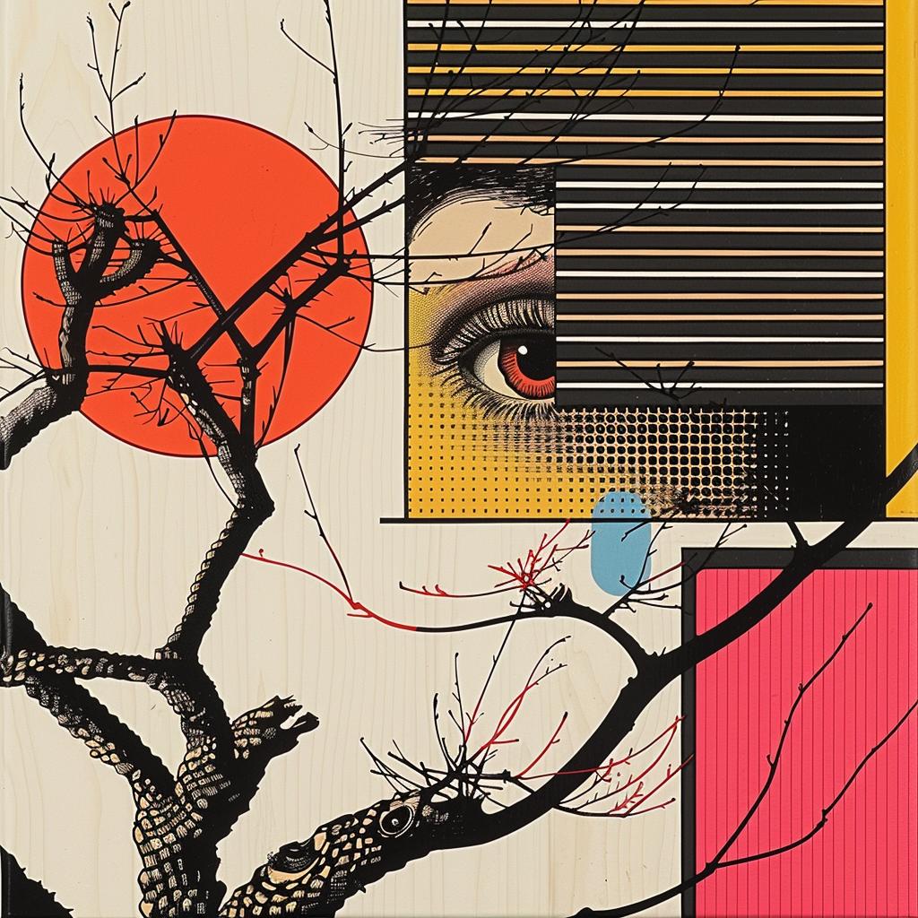 horror  novel  Japanese  minimalism  painting  bird  tree  red  sun  nature 1020126