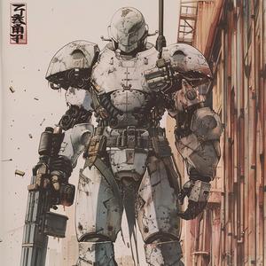 manga  robot  apocalyptic  character  building  guns  style  fullbody  art  design 1062742