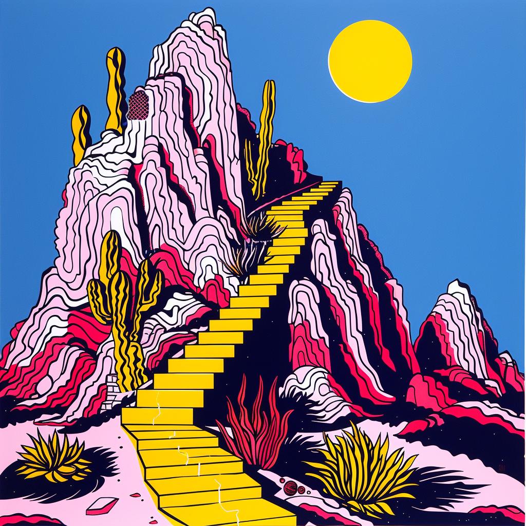 album  art  painting  mountain  stairs  Frank  Lloyd  Wright  Mars  landscape 1021692