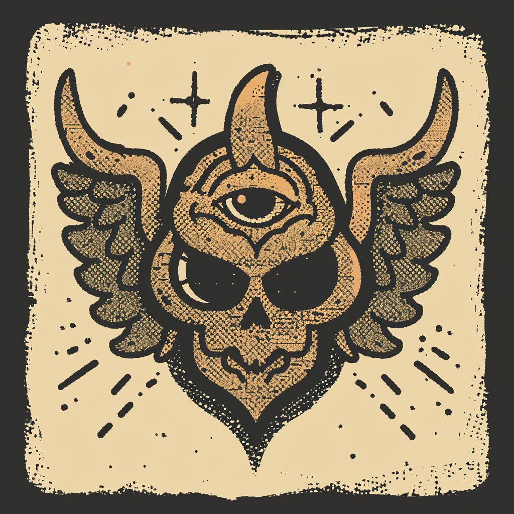 provocative  symmetrical  badge  skull  wings  eye  beige  background  occult  dark 934544