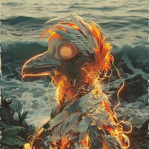 bird  orange  feathers  rocks  chromolithography  wildlife  vibrant  ocean  nature  colorful 1040089