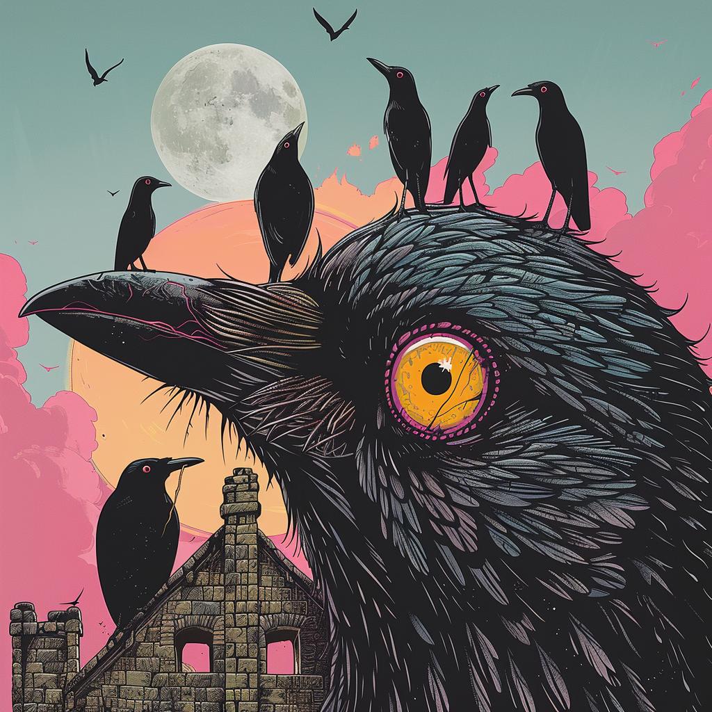 crow  house  dark  occult  naturalistic  spiritual  graphic  illustration  art  roof 924886