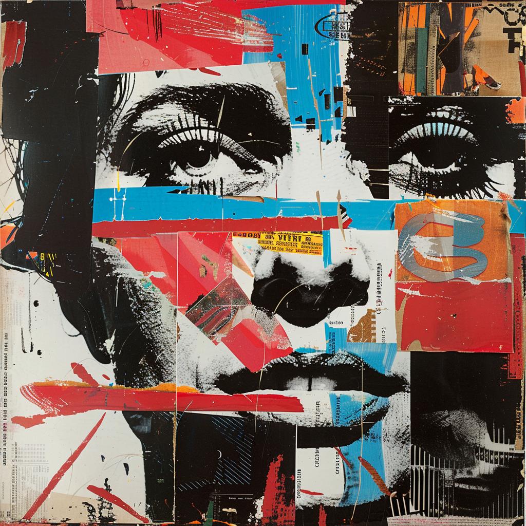 painting  portrait  woman  1980s  collage  sketchy  vibrant  abstract  artwork  colors 971023