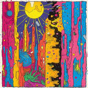album  cover  psychedelic  colorful  paint  surreal  chaos  Risograph  creative  abstract 1078045