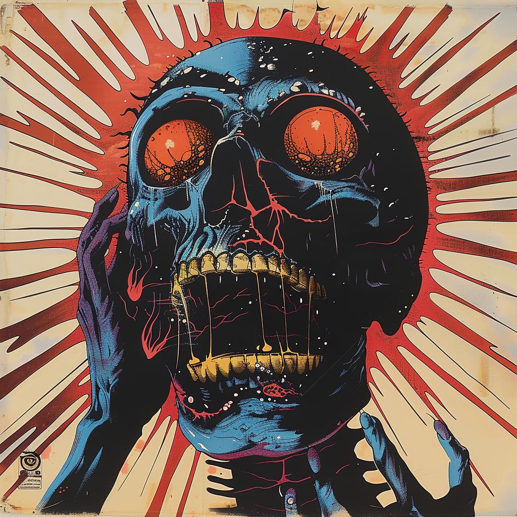 chromolithography  Japanese  horror  monster  poster  skull  lettering  graphic  art  1997 1036100