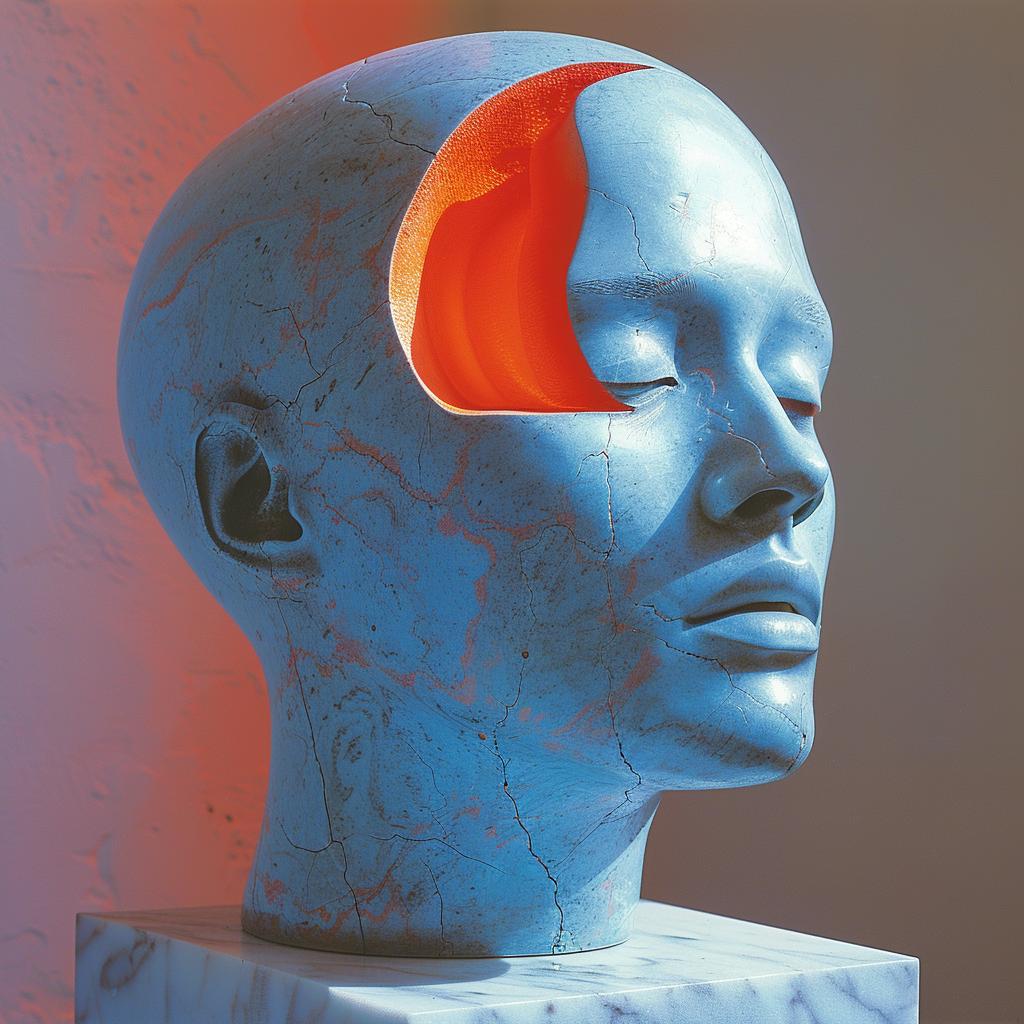 blue  orange  surreal  photography  horror  NYC  sharp  lighting  marble  head 1031754