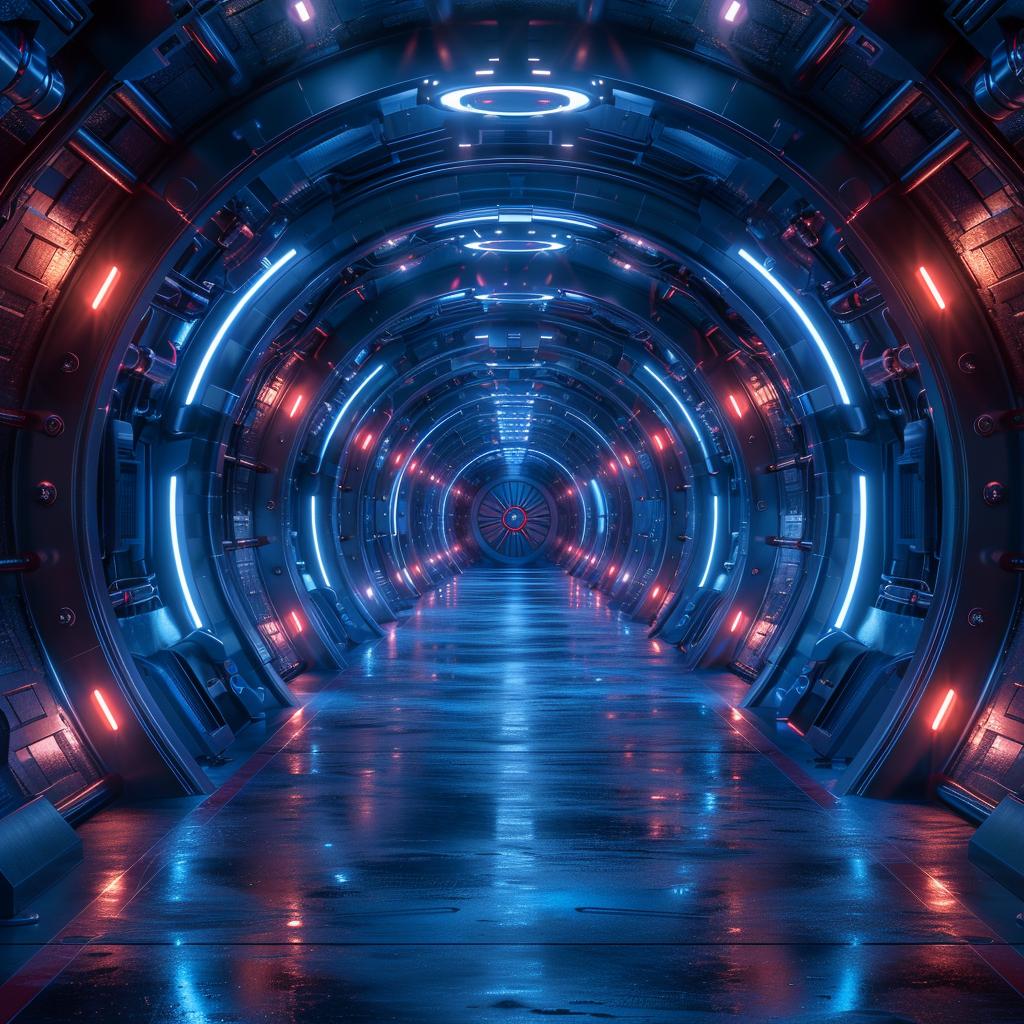 futuristic  tunnel  blue  lights  technology  mystery  darkness  space  HD  metal 1028807