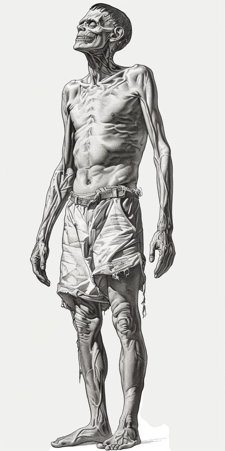 Frankenstein  portrait  full-body  white  background  drawing  monster  illustration  Codex  Seraphinianus 971323