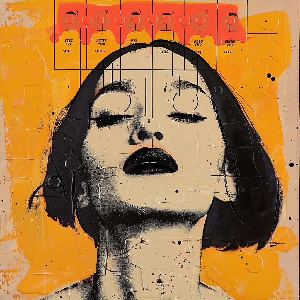 album  cover  portrait  encaustic  impasto  lipstick   Latina  artwork  1980s  colorful 963452