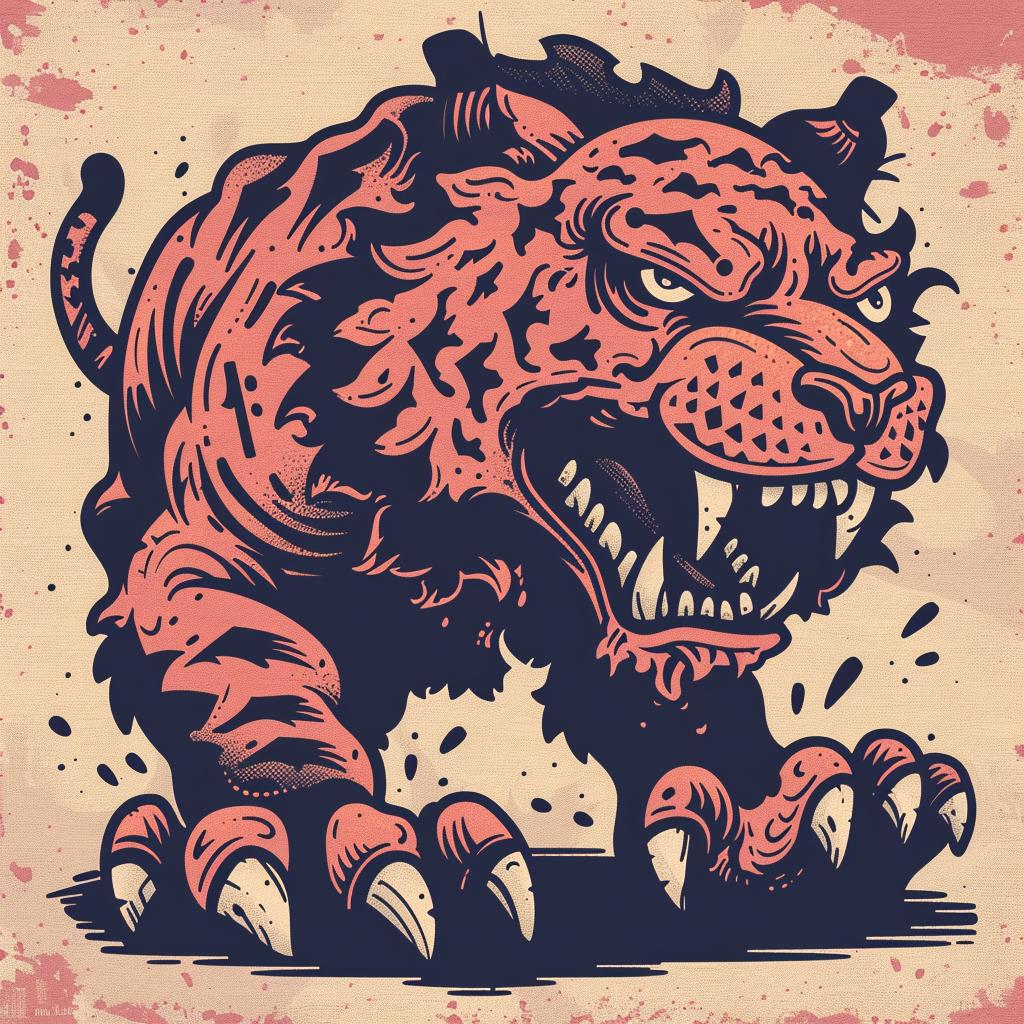 mythical  terrifying  tiger  creature  Todd  McFarlane  angry  claws  grungy  illustration 930955
