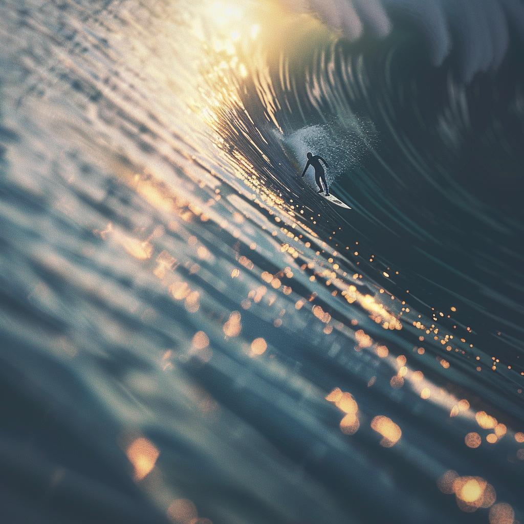 surfer  wave  sunset  photography  blue  ochre  detailed  realistic  intricate  art 1033528