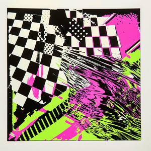 screenprint  poster  psychic  violence  neon  checkerboard  risograph  halftone  1980s  patterns 1071202