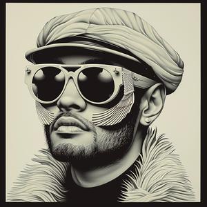 poster  man  sunglasses  hat  creative  surreal  Risograph  Symbolist  art  screenprinting 1077466