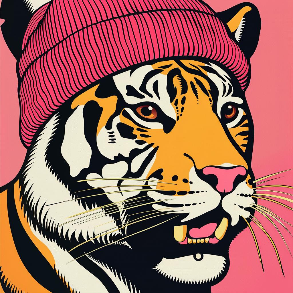 tiger  happy  cap  pink  background  playful  animal  portrait  cute  illustration 944530