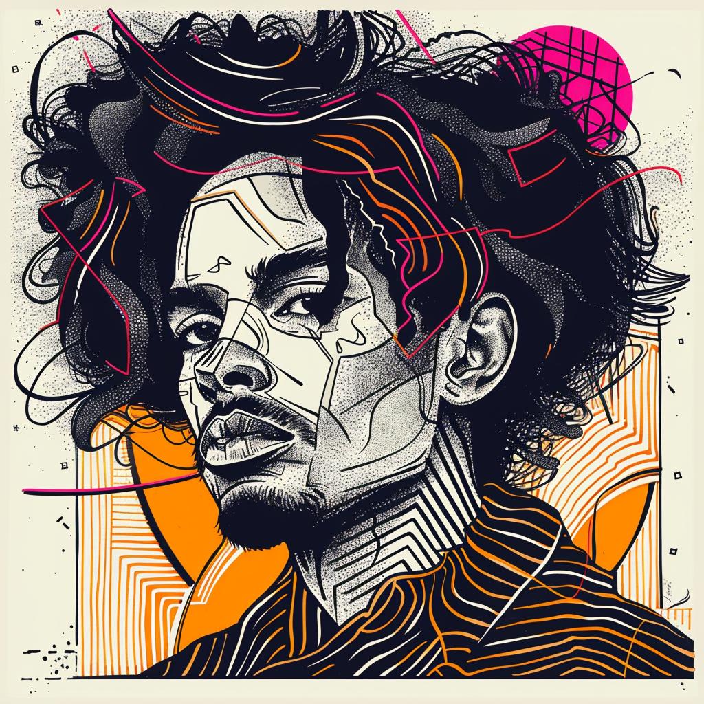 Pop Art  African-American  male  digital  short-cropped  afro  portrait  white  contemporary  vibrant 937964