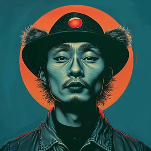 man  hat  red  sun  background  surreal  symbolist  risograph  hyper-realistic  art 1077473
