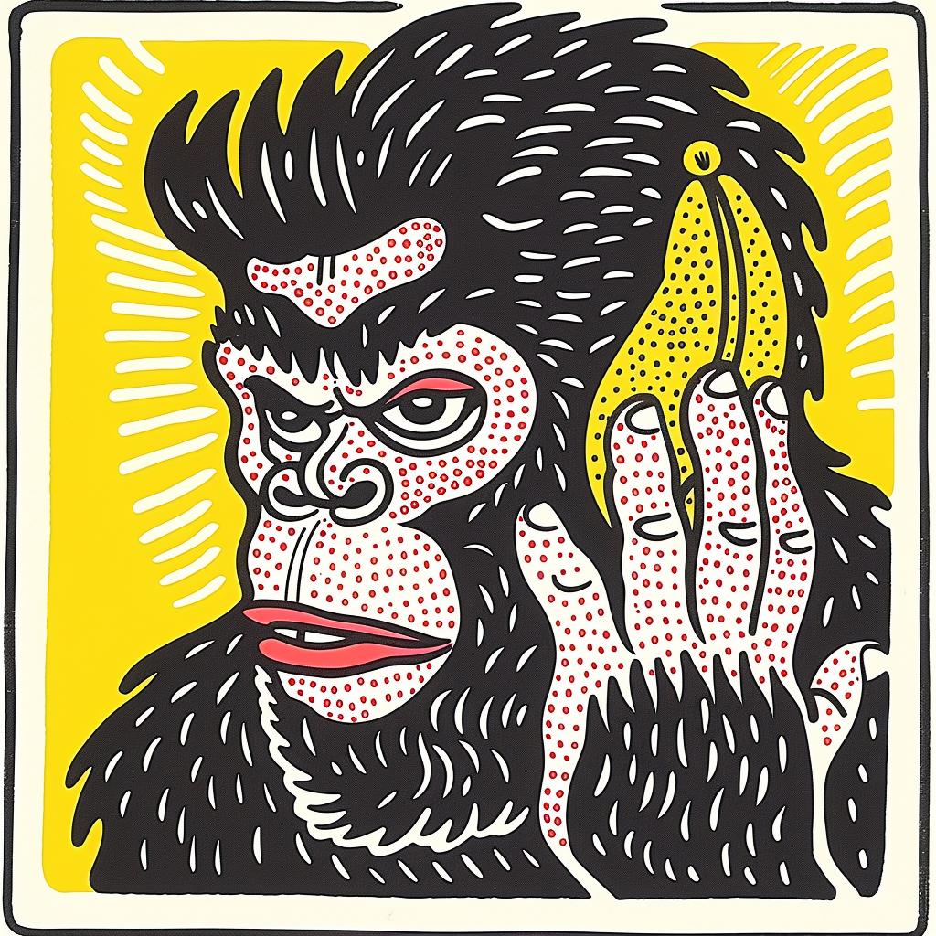 Sasquatch  banana  phone  gorilla  humor  cartoon  comical  playful  poster  illustration 962767