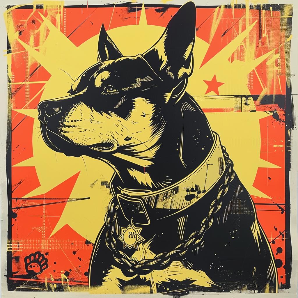 bull  terrier  dog  collar  chain  yellow  background  art  illustration  portrait 940861
