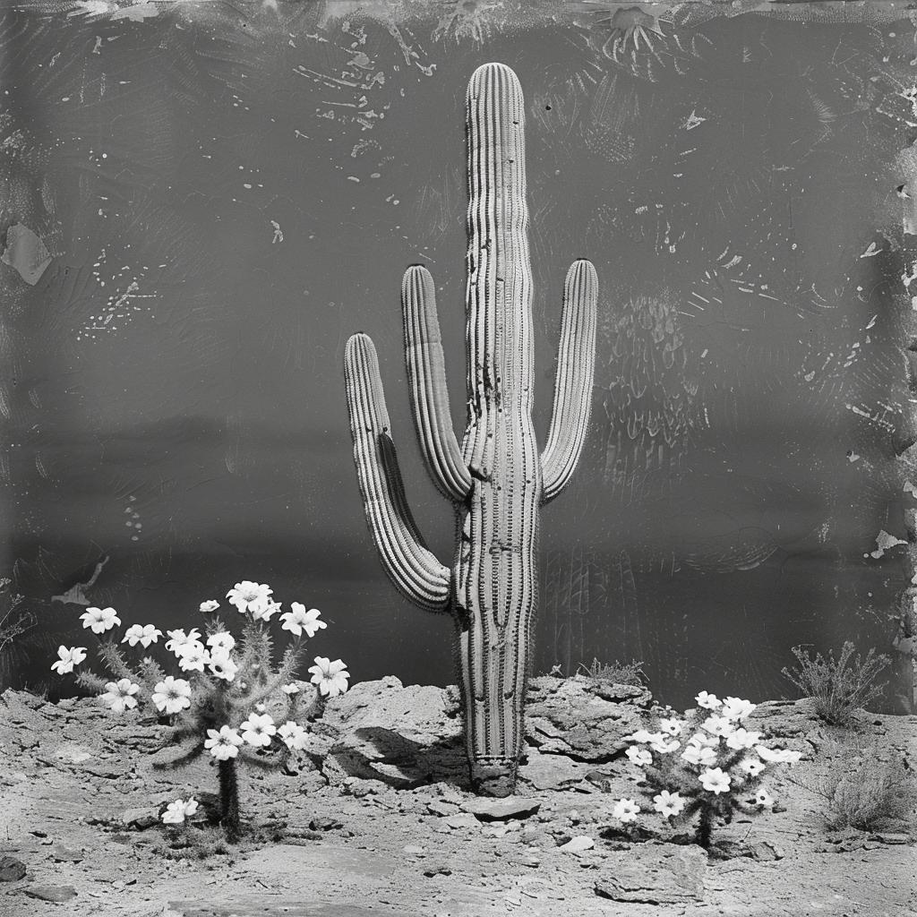 black  white  photo  cactus  flowers  desert  flora  fauna  nature  image 1036441