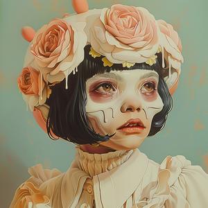 girl  skull  flowers  head  illustration  art  dark  whimsical  detailed  colorful 1073327