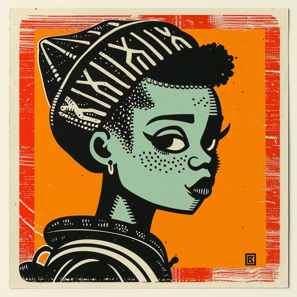 فتاة مراهقة أمريكية من أصل أفريقي، ذات شخصية عدوانية، وذكية، وذكية، تحمل حقيبة ظهر وقبعة محبوكة، وملصق بسيط رقم 956952