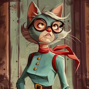 superhero  cat  glasses  scarf  cartoon  cute  playful  fictional  animal  character 1062773