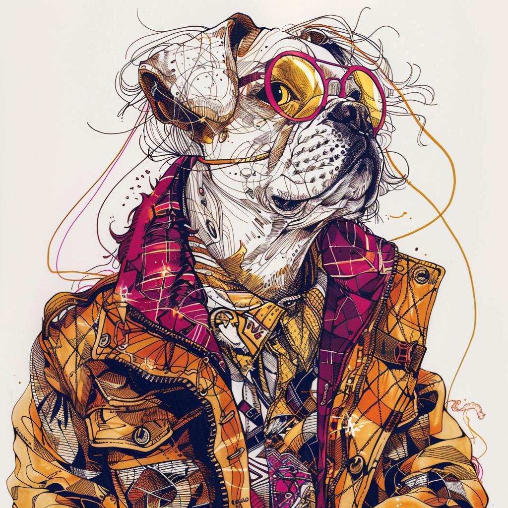 bulldog  cool  dog  jacket  tie  sunglasses  fashion  style  illustration  animal 953431