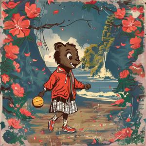 poster  bear  flowers  red  jacket  chromolithography  artwork  illustration  vibrant  design 1048918