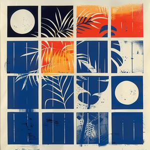 poster  blue  orange  squares  sun  art  graphic  colorful  design  style 1066193
