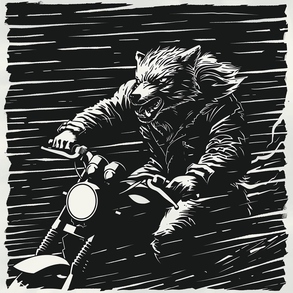 wolf  motorcycle  black  white  drawing  animal  illustration  biker  helmet  anthropomorphic 1025957
