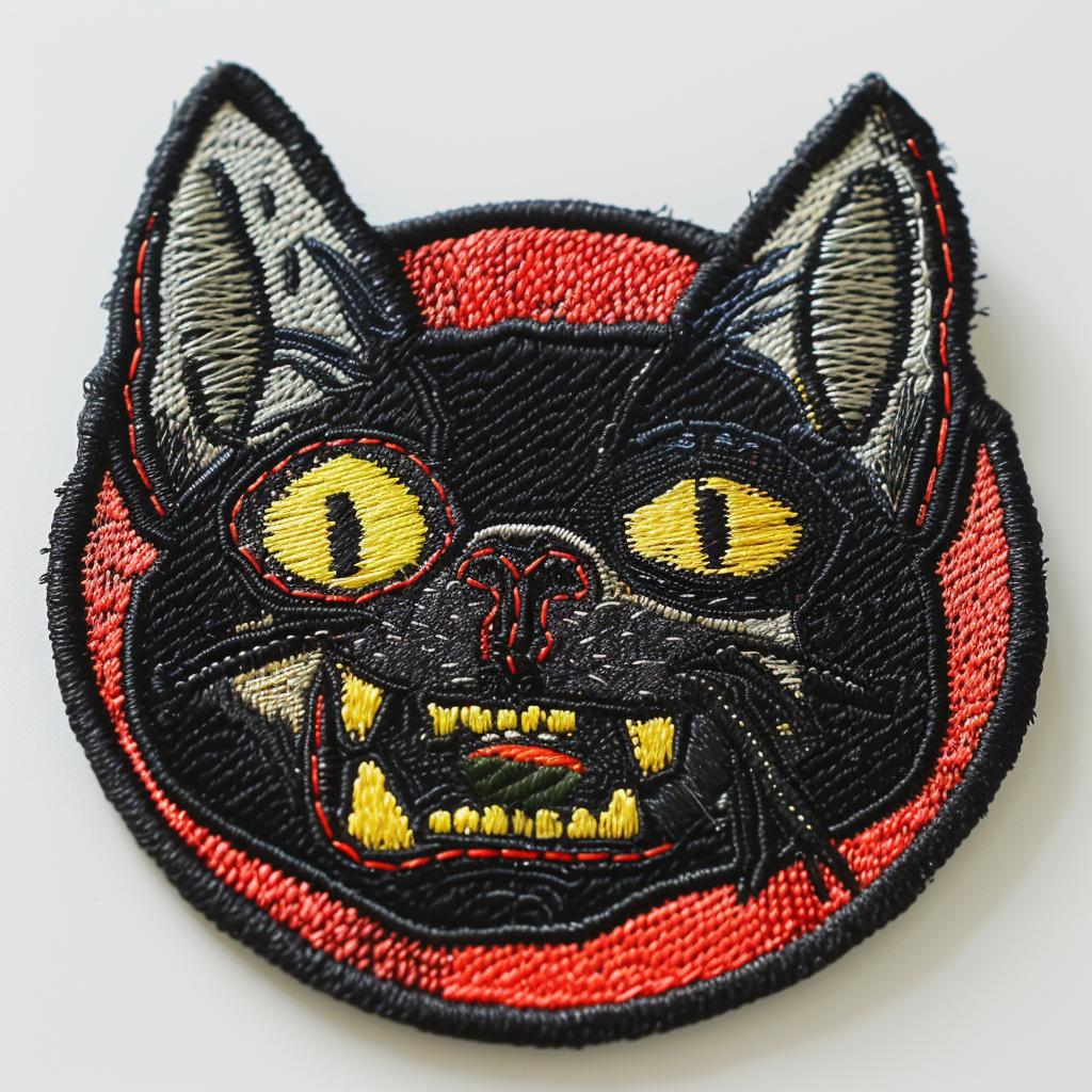 patch  black  cat  embroidered  red  circle  chenille  streetwear  simple  cool 961431