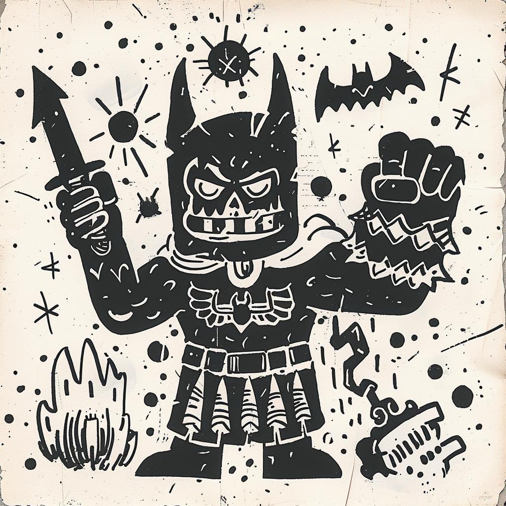 tattoo  flash  Batman  sword  Jack Kirby  1950s  vintage  comic  black  illustration 919865