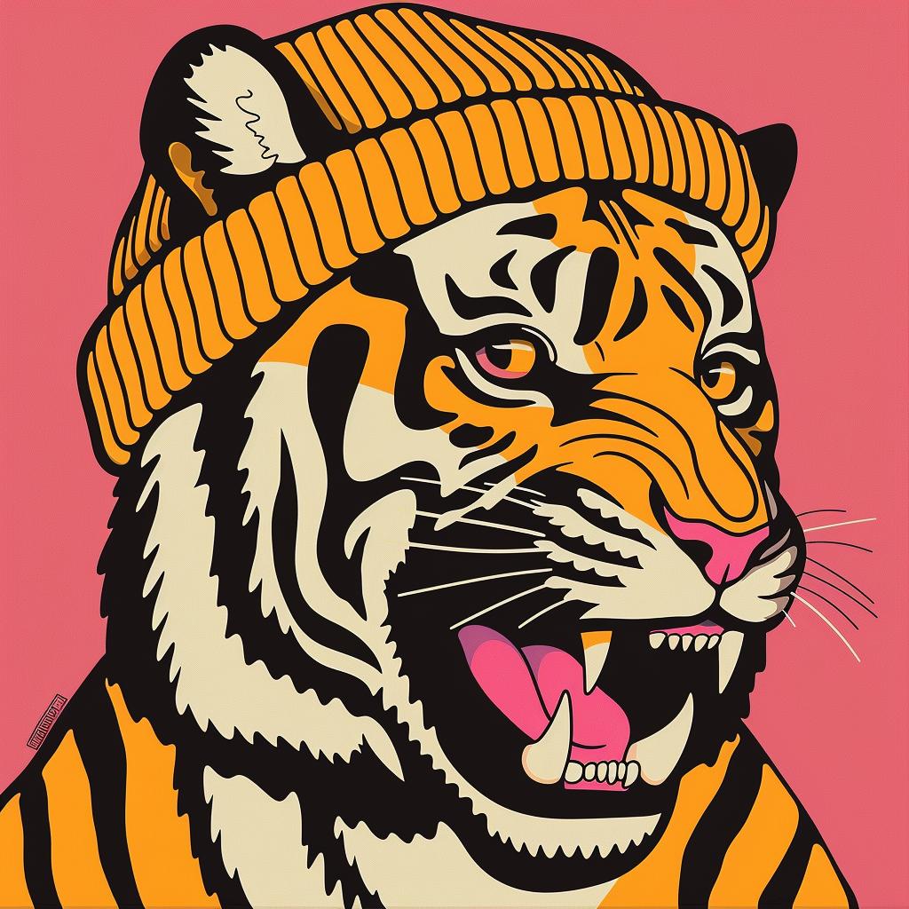 tiger  happy  cap  pink  background  playful  animal  portrait  cute  illustration 944532