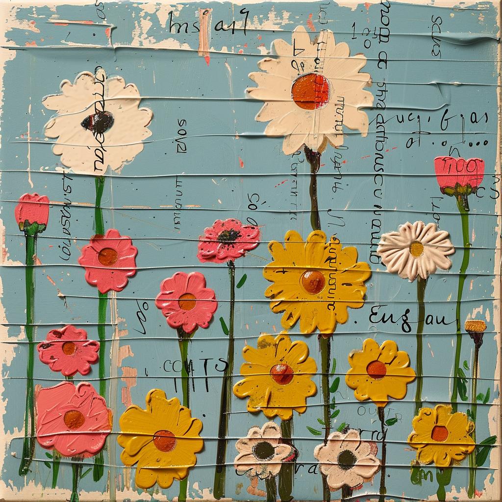 encaustic  paint  palette  knife  impasto  flowers  wood  board  art  colorful 1016220