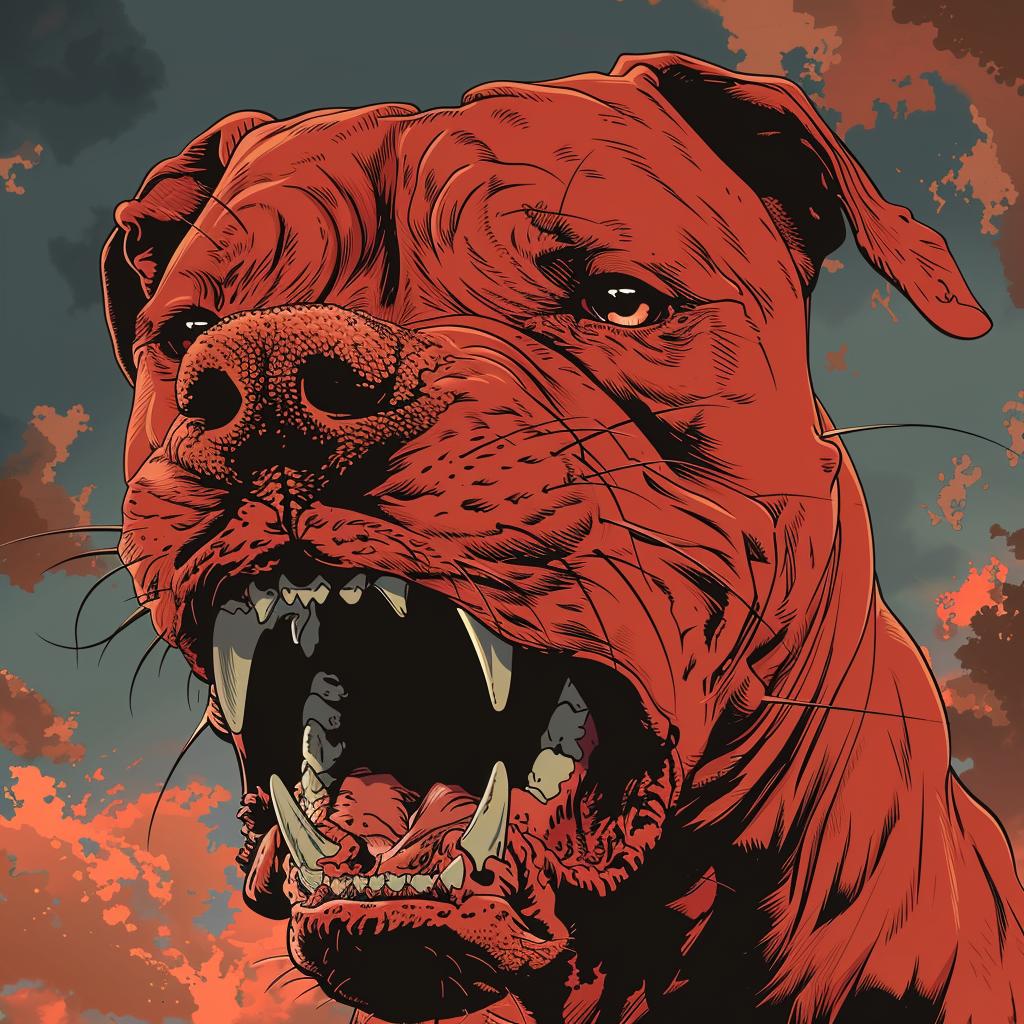 dog  Pitbull  cartoon  Ralph  Bakshi  ominous  red  fierce  mouth  teeth 971194