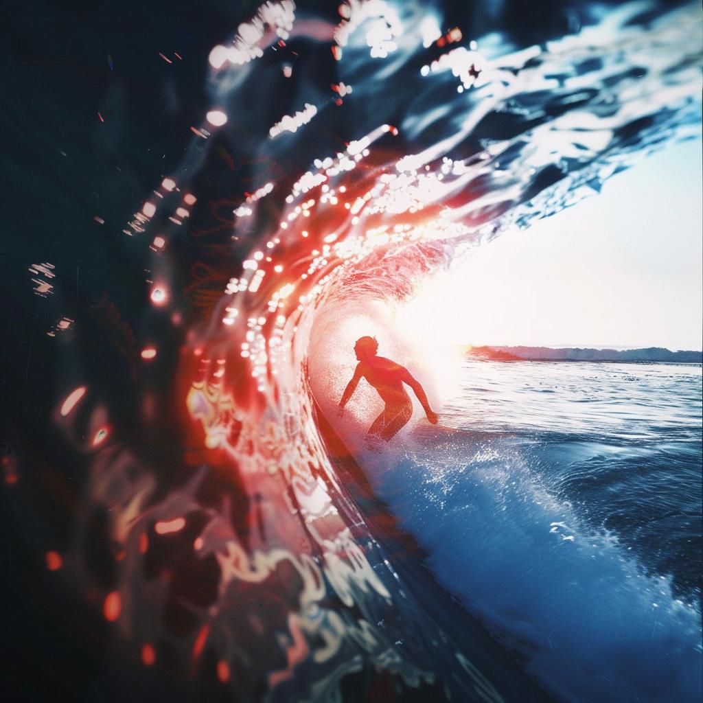 surfer  wave  photography  light  blue  red  realistic  detailed  floating  art 1033721