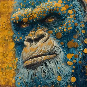 sasquatch  Kirby  1950s  portrait  illustration  vintage  pointillism  gorilla  ArtNouveau  planet 1076872