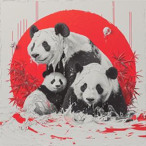surreal  album  cover  pandas  red  sun  symbolist  painting  art  nature 1077807