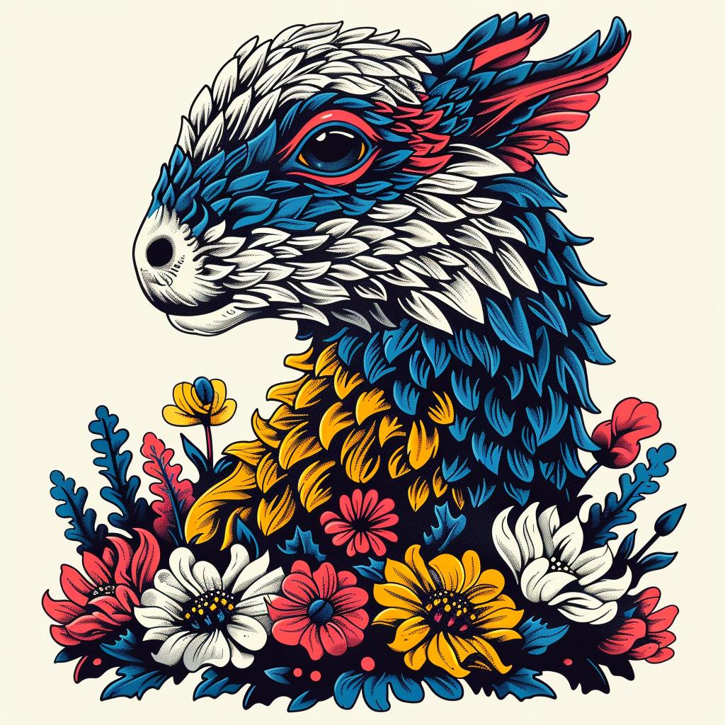 mythical  hybrid  creature  animal  fantasy  flowerpunk  goat  colorful  flowers  whimsical 941231