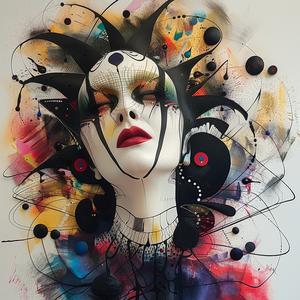 woman  mask  abstract  black  white  painting  expressionistic  dramatic  stylized  modern 1073416