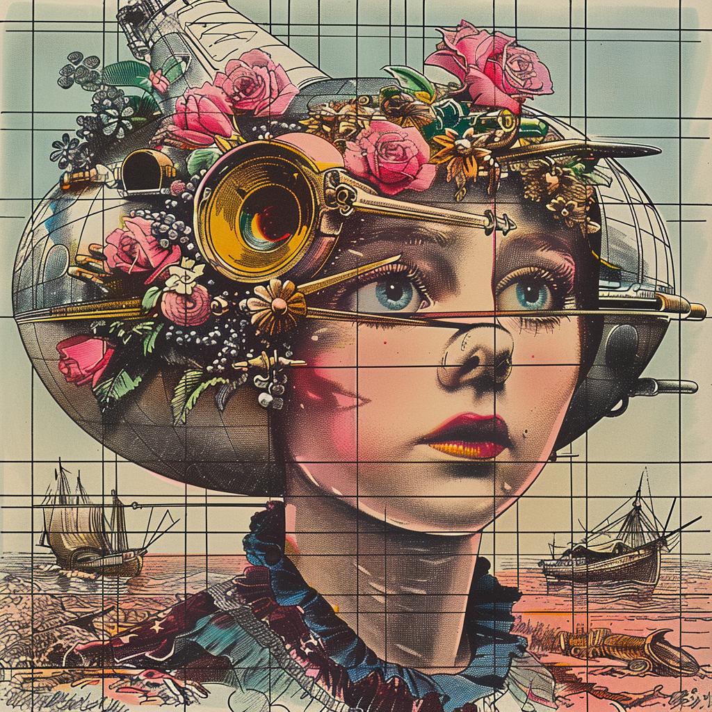 woman  flowers  trumpet  chromolithography  music  portrait  vibrant  art  illustration  beauty 1036154