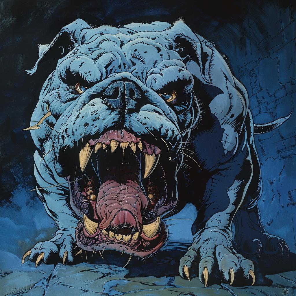 bulldog  cartoon  Ralph  Bakshi  fierce  ominous  2D  digital  art  animal 971214