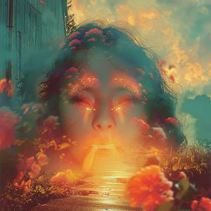 woman  flowers  hair  red  sky  painting  vibrant  colorful  artwork  nature 1053677