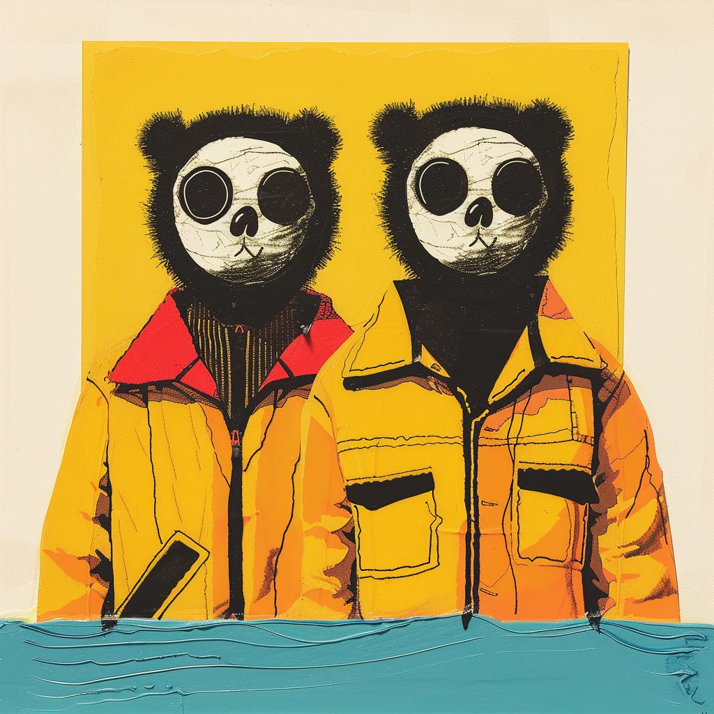 surreal  bears  sunglasses  jackets  yellow  background  art  creative  design  playful 1018825