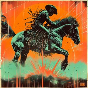 silhouette  cowboy  minimal  rodeo  action  western  bronco  poster  artwork  stylized 1039326
