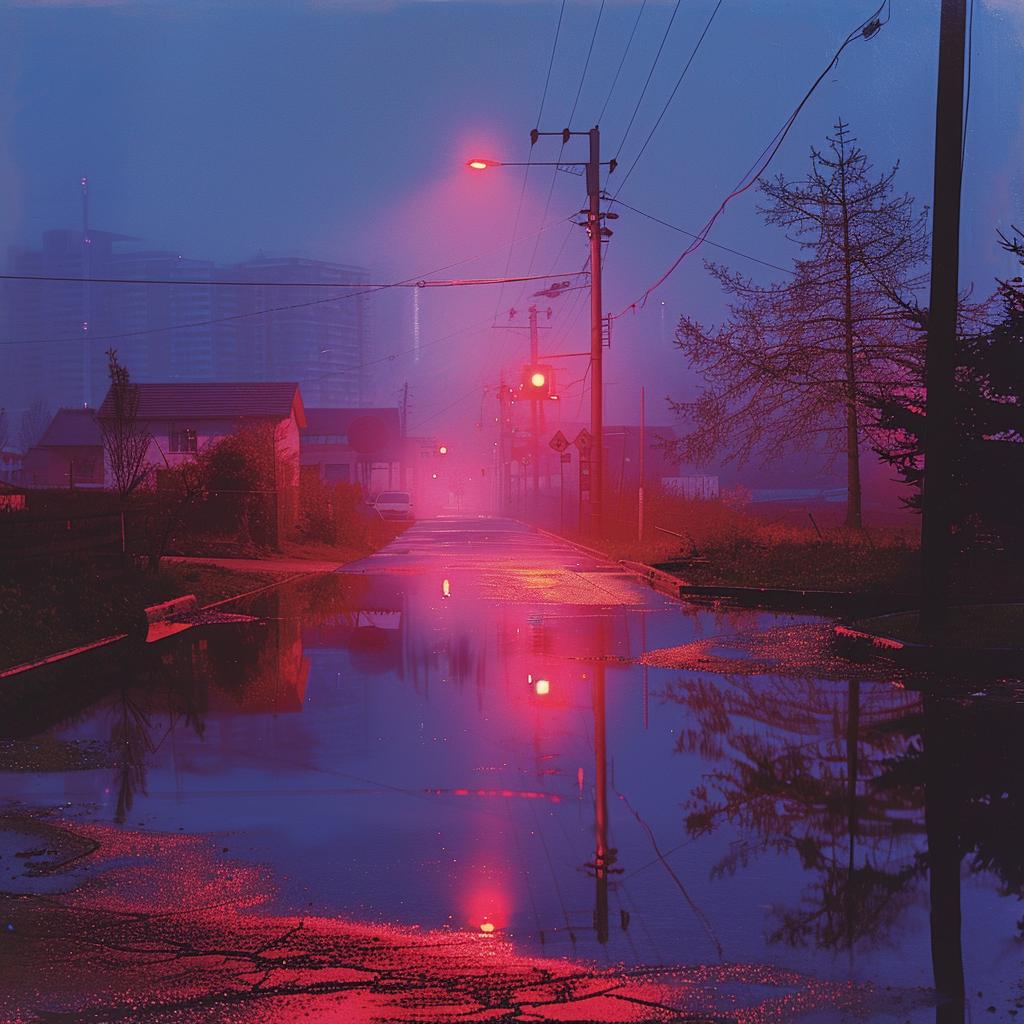 surreal  album  wet  street  puddle  red  lights  creative  design  modern 976814