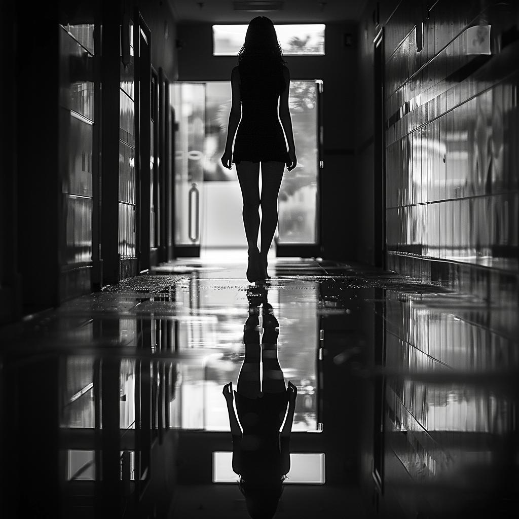صورة ظلية امرأة مدخل تباين انعكاسات أسود أبيض إتقان أسلوب فني 954054