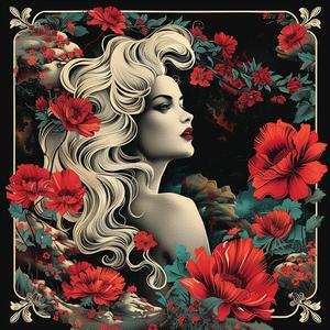 chromolithography  girl  flowers  canvas  print  colorful  artistic  vibrant  detailed  portrait 1049850