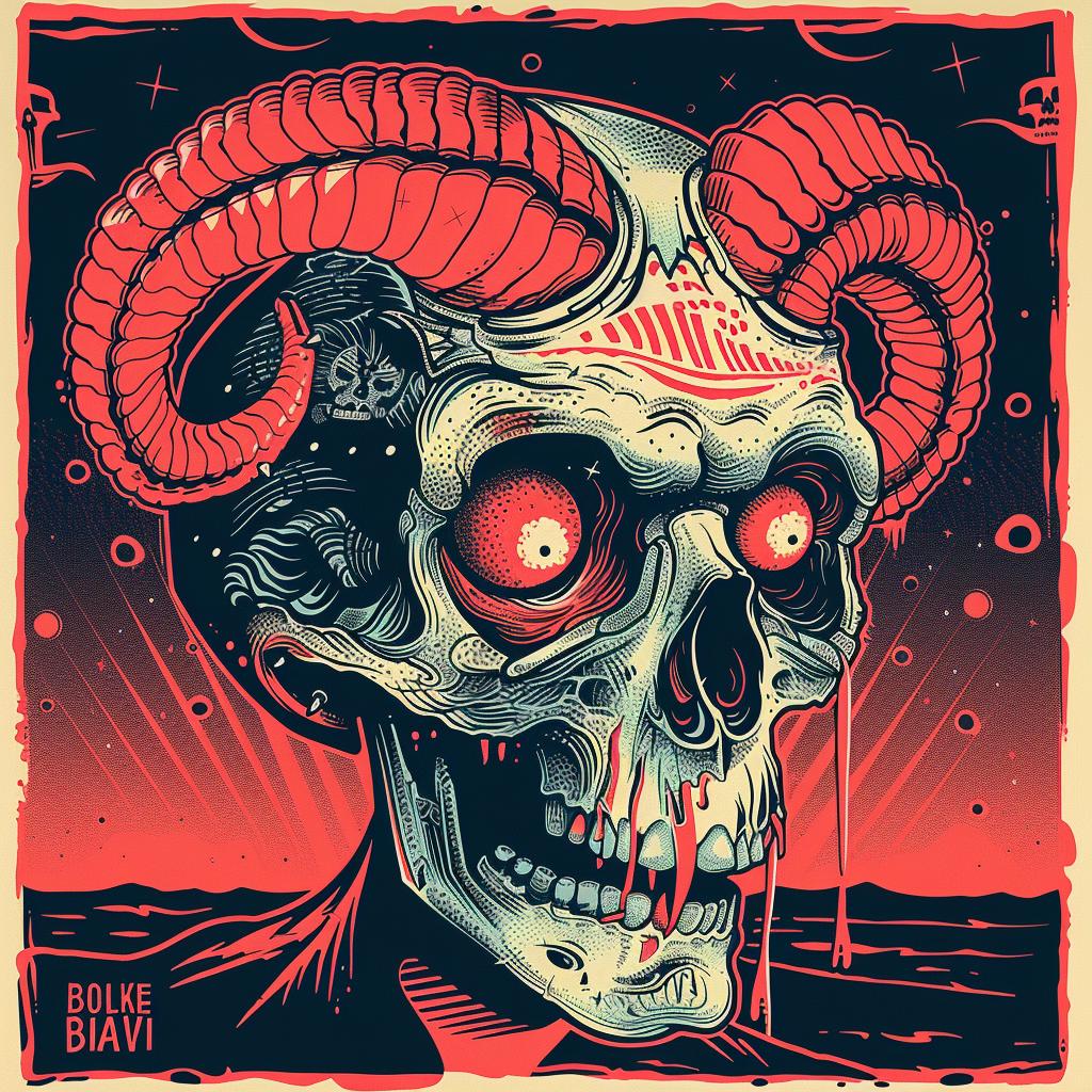 Butcher  Billy  occult  art  spiritual  terror  skull  horns  dark  poster 926852