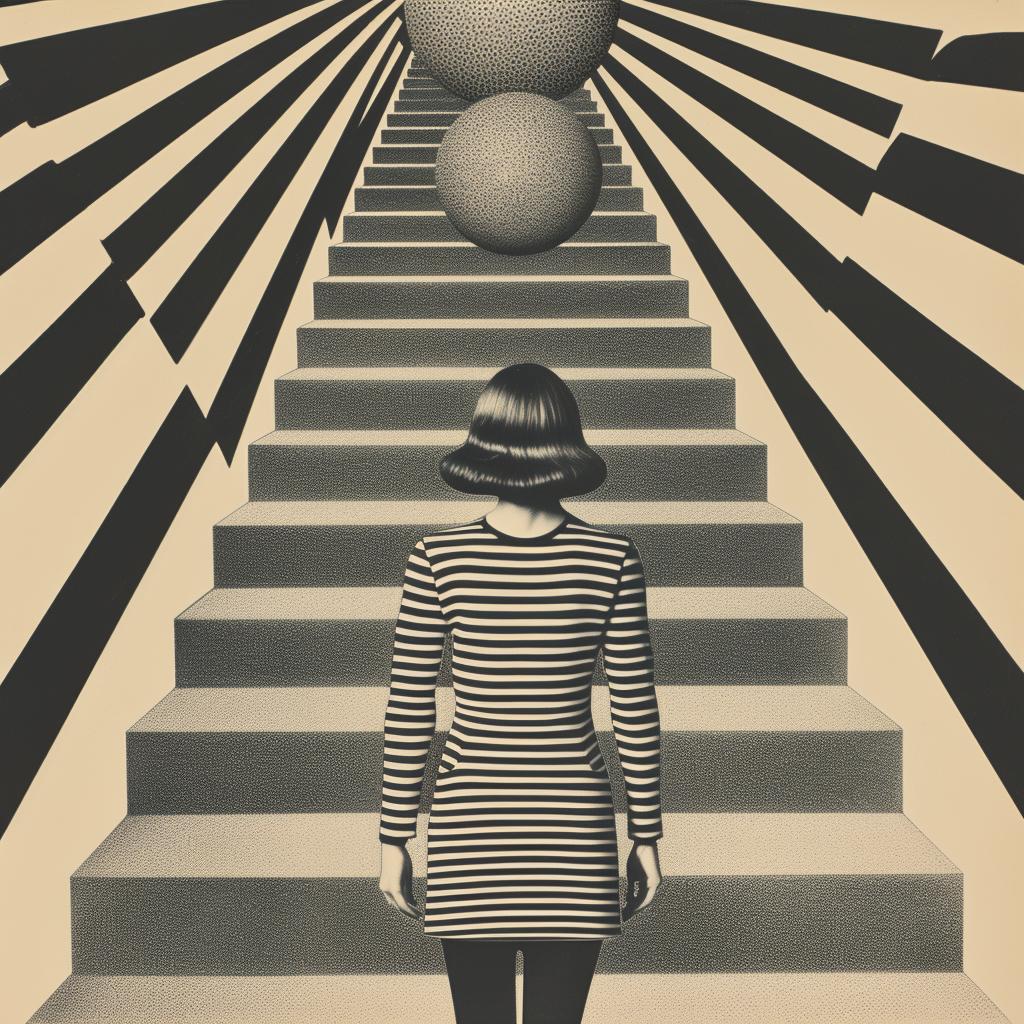 halftone  pattern  stairs  woman  sculpture  abstract  artwork  photography  collage  mixed 1020951